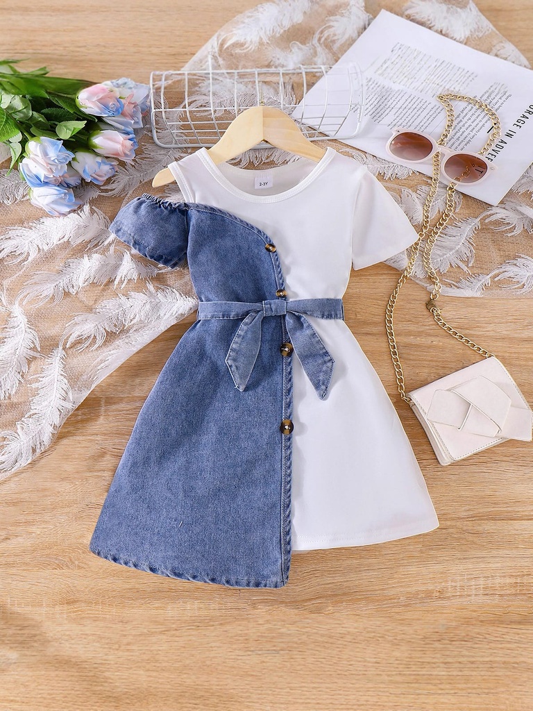 Denim/white cute dress