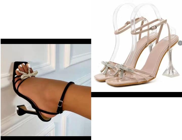 Quality Heel With Rhinestone Bow