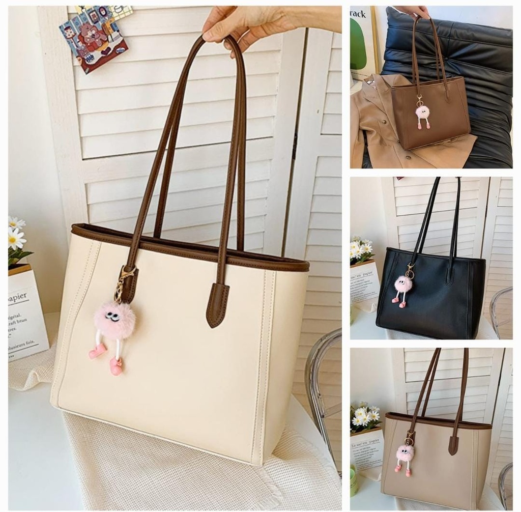 Leather Tote With Pendant